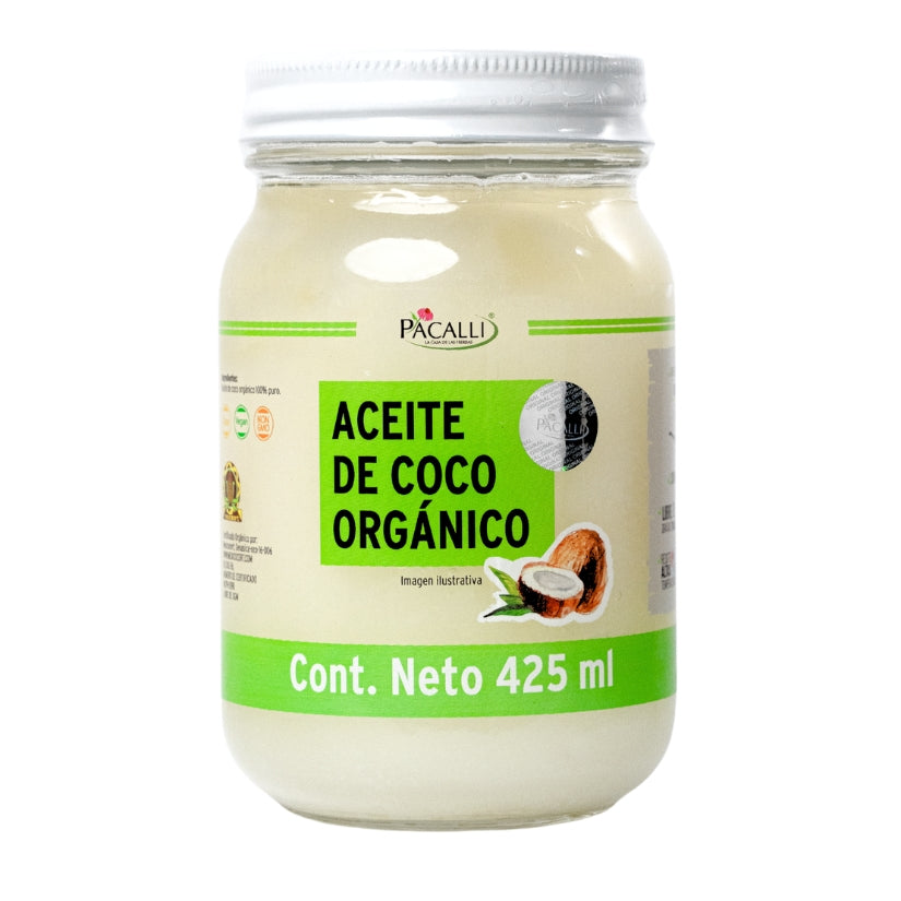 Aceite Comestible Puro de Coco Organico PACALLI · Neutro para Cocina y Repostería · 425 ml