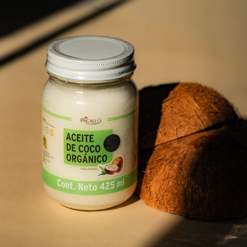 Aceite Comestible Puro de Coco Organico PACALLI · Neutro para Cocina y Repostería · 425 ml