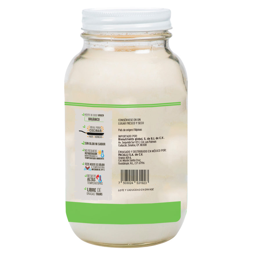 Aceite Comestible Puro de Coco Organico PACALLI · Neutro para Cocina y Repostería · 920 ml