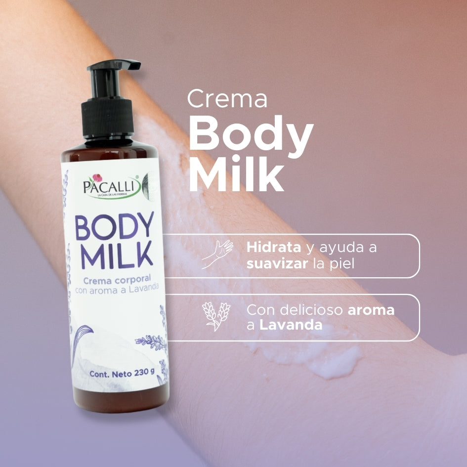 Crema Body Milk Lavanda PACALLI · Crema Corporal Con Aroma a Lavanda · 230 g