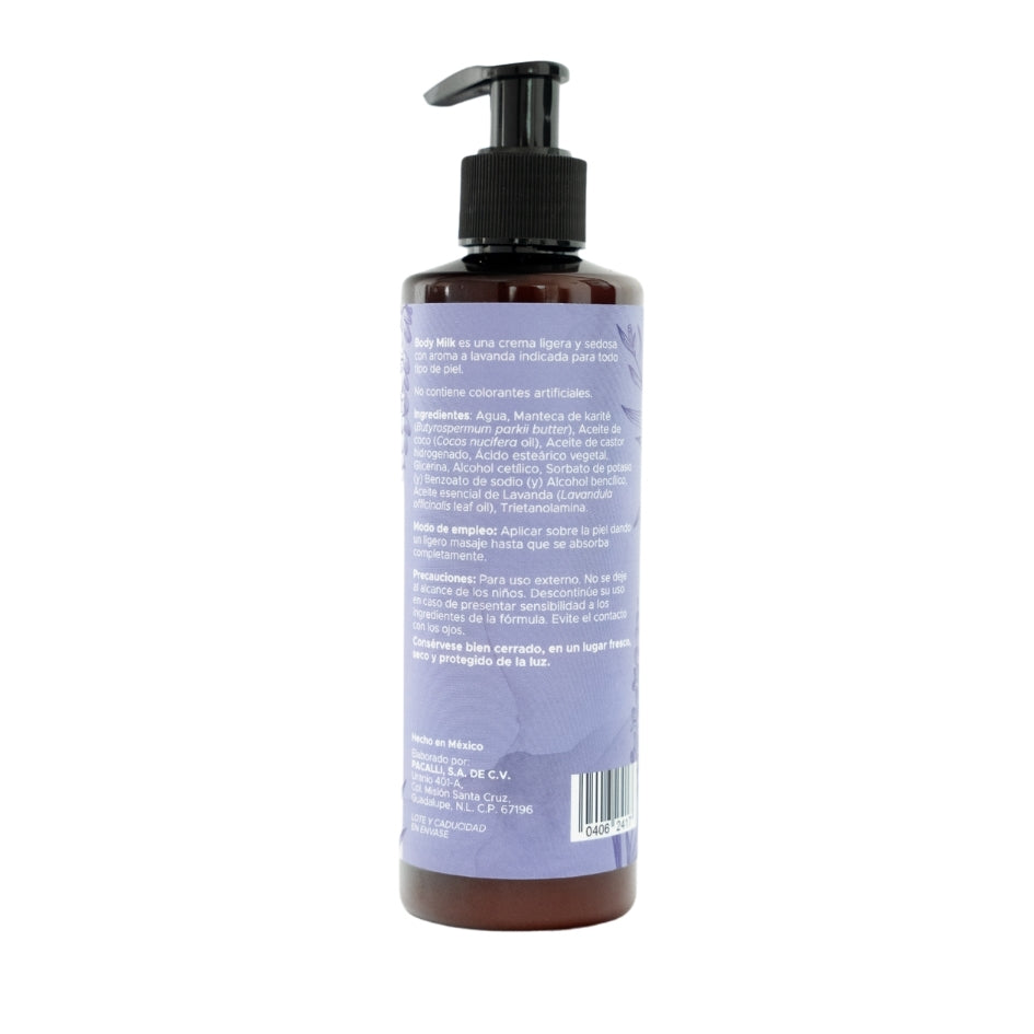 Crema Body Milk Lavanda PACALLI · Crema Corporal Con Aroma a Lavanda · 230 g