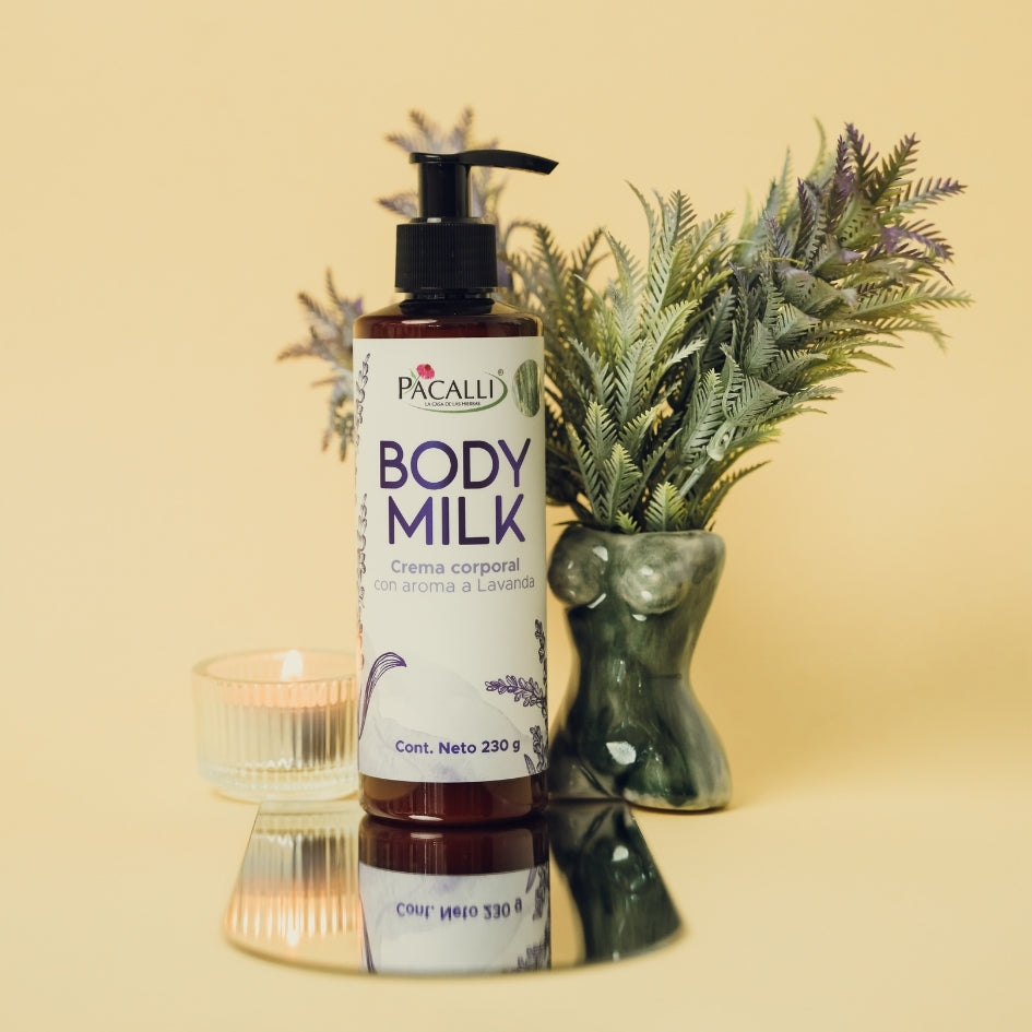 Crema Body Milk Lavanda PACALLI · Crema Corporal Con Aroma a Lavanda · 230 g