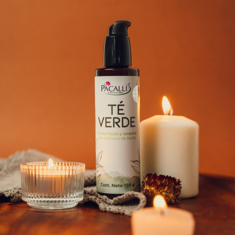 Crema de Té Verde PACALLI · Crema Facial y Corporal Con Manteca de Karite y Extracto de Té verde · 130 g