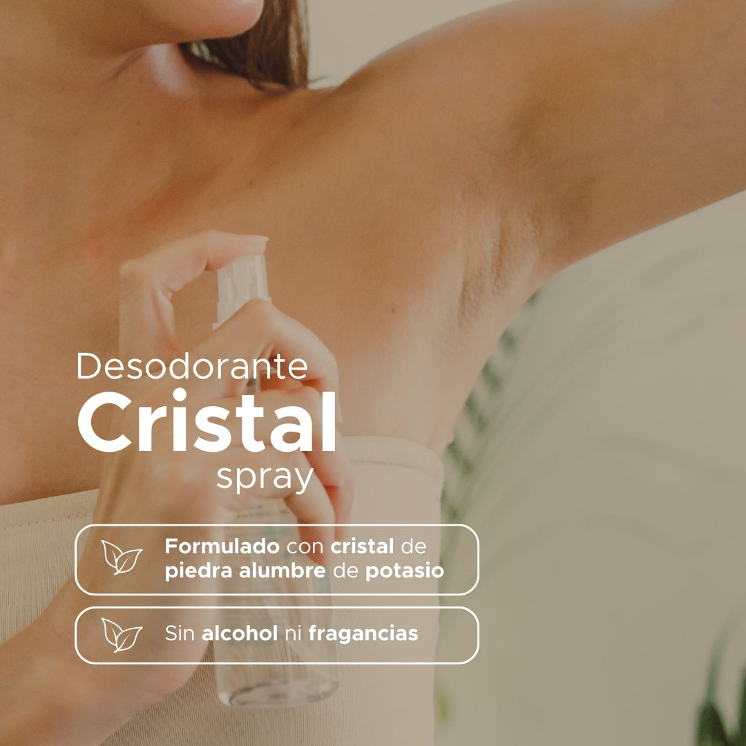 Desodorante Cristal en Spray PACALLI · Fórmula Sin Alcohol · Alumbre de Potasio · 110 ml