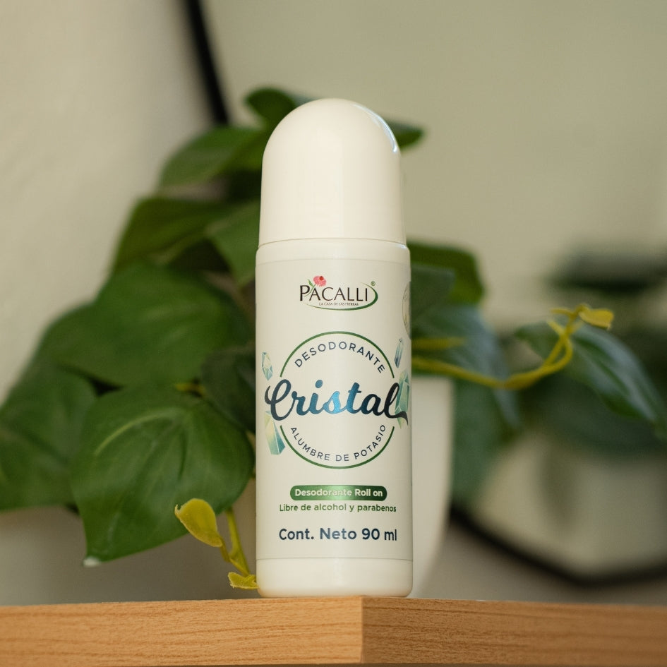 Desodorante de Cristal Roll On PACALLI · Alumbre de Potasio · 90 ml