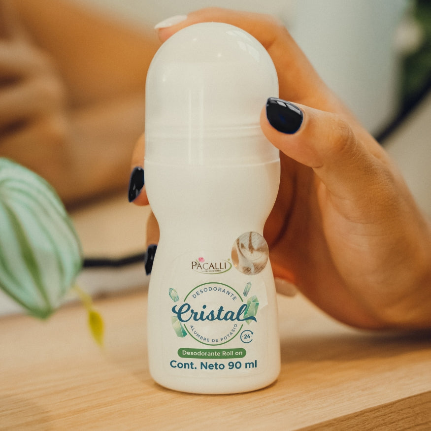 Desodorante de Cristal Roll On PACALLI · Alumbre de Potasio · 90 ml