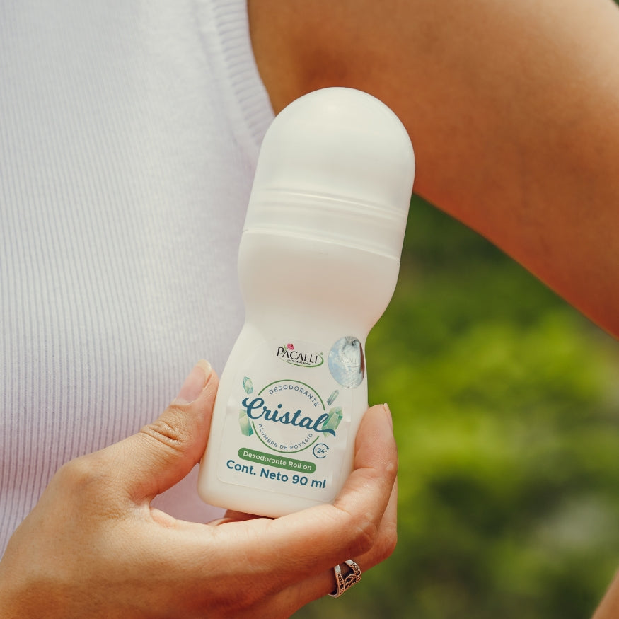 Desodorante de Cristal Roll On PACALLI · Alumbre de Potasio · 90 ml