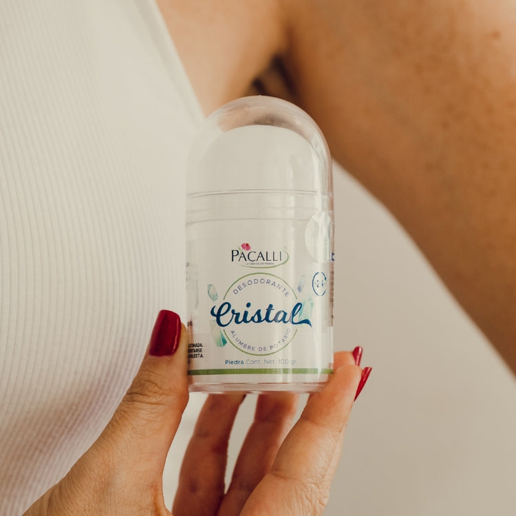 Desodorante de Cristal Push On PACALLI · Piedra de Alumbre de Potasio · 100 g