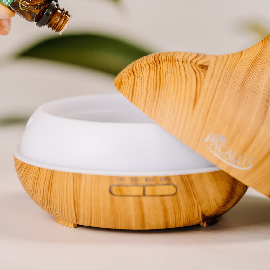 Difusor Color Madera PACALLI · Niebla Continua y Luz Ambiental Regulable · 300 ml