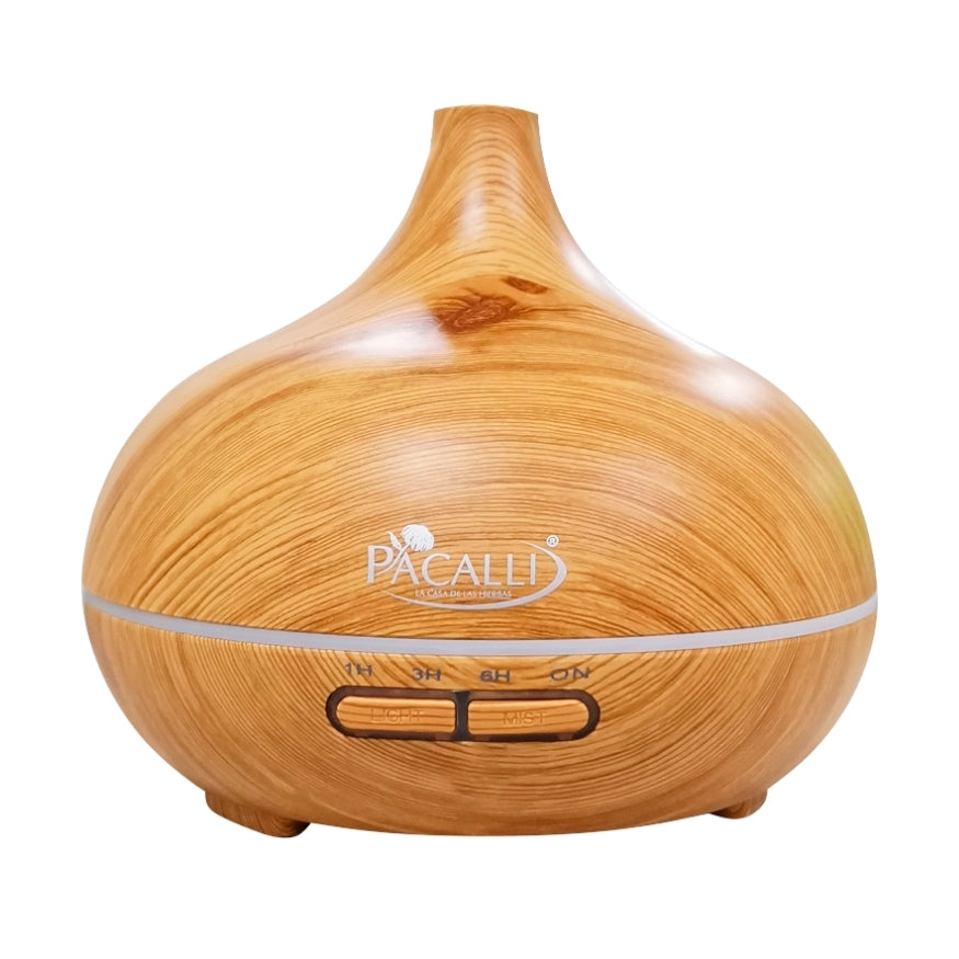 Difusor Color Madera PACALLI · Niebla Continua y Luz Ambiental Regulable · 300 ml