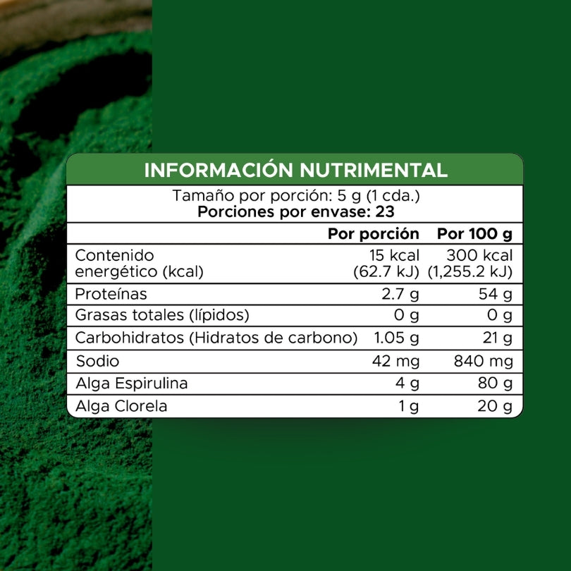 Espirulina (Alga Espirulina + Clorela) · 115 g