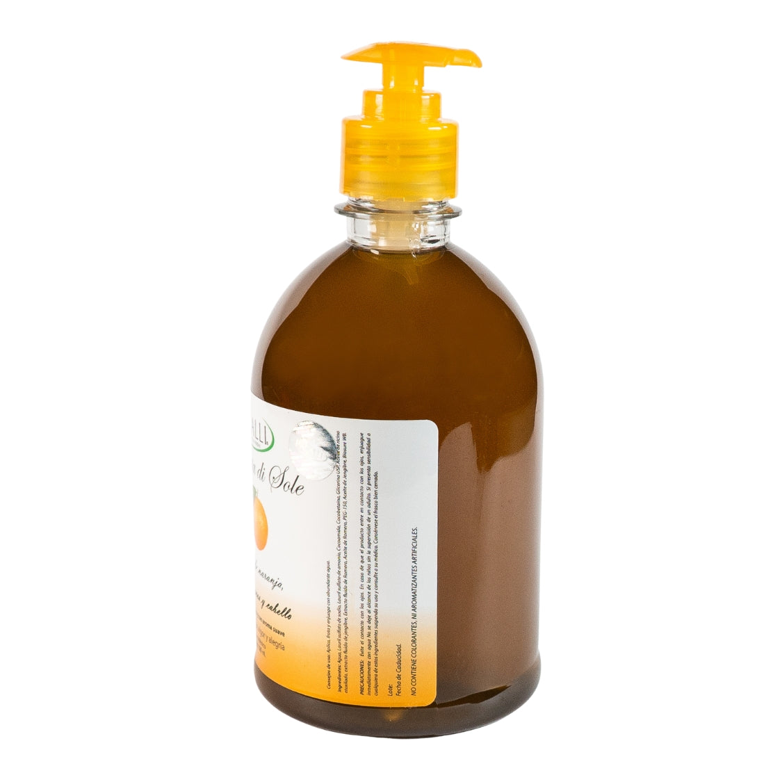 Jabón Liquido Giornata di Sole PACALLI · Con Extracto de Romero y Aceite Esencial de Naranja · 500 ml