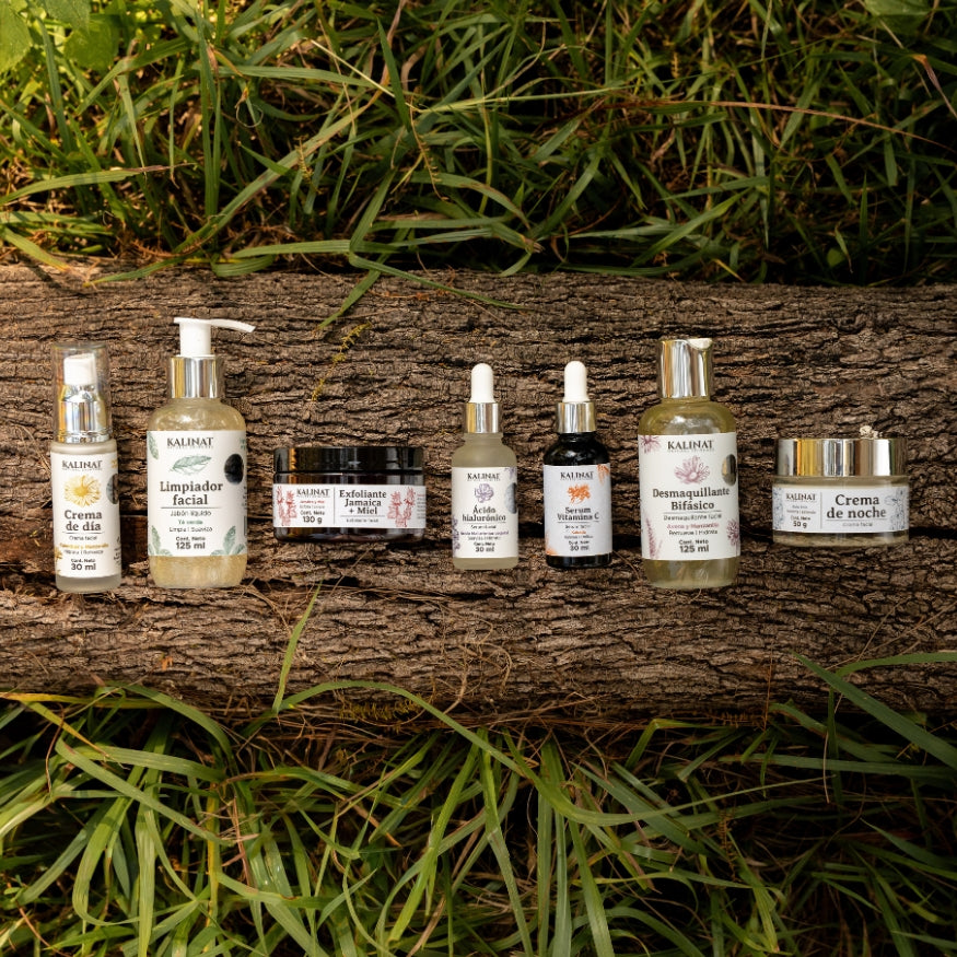 Kit Completo Kalinat · 7 piezas (Mi rutina de día + Mi rutina de noche + Exfoliante Jamaica y Miel)