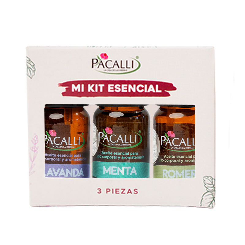 Mi Kit Esencial PACALLI · Lavanda, Menta y Romero · 3 x 10 ml