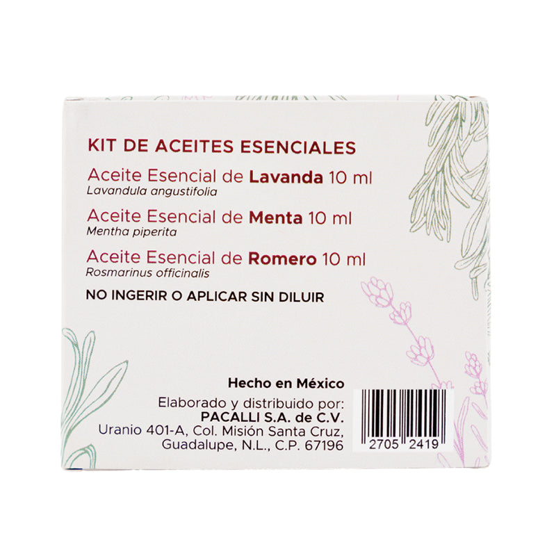 Mi Kit Esencial PACALLI · Lavanda, Menta y Romero · 3 x 10 ml