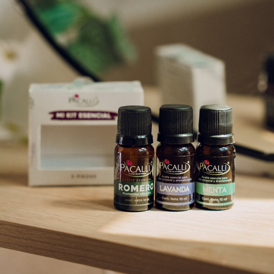 Mi Kit Esencial PACALLI · Lavanda, Menta y Romero · 3 x 10 ml