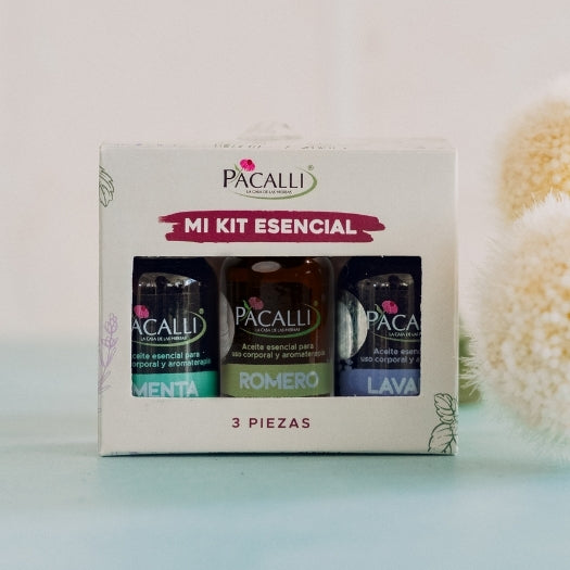 Mi Kit Esencial PACALLI · Lavanda, Menta y Romero · 3 x 10 ml