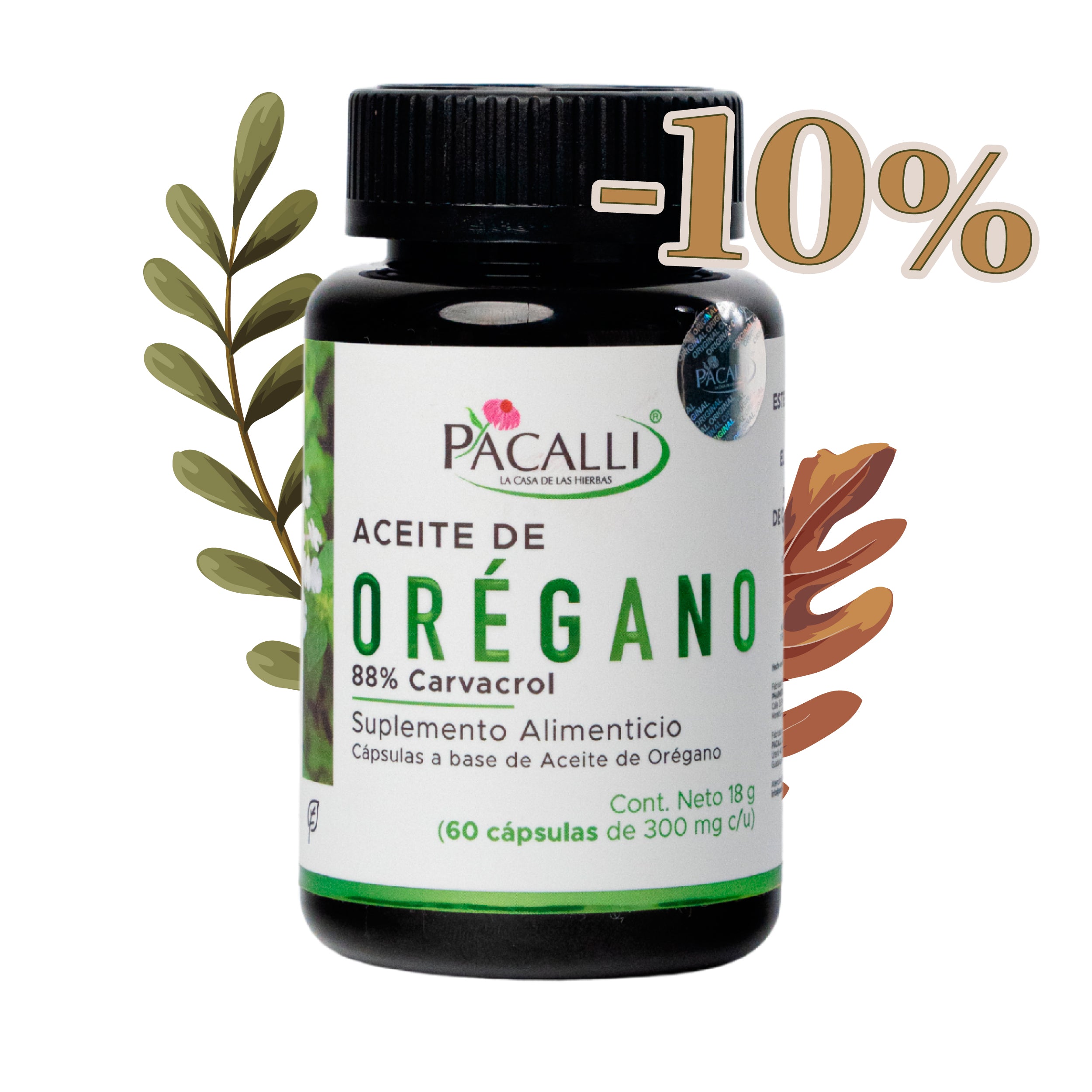 Aceite de orégano (88% carvacrol) · 60 caps
