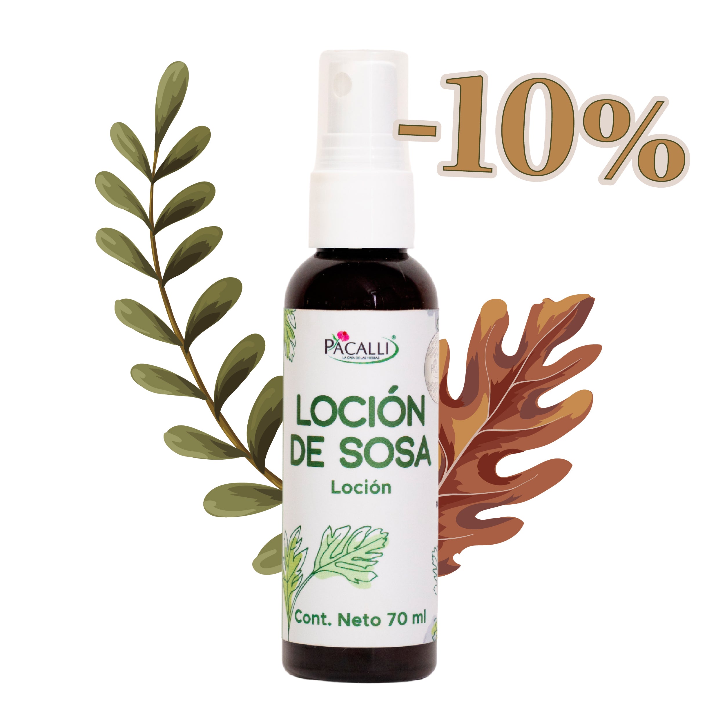 Loción de Sosa PACALLI · Extracto de Sosa, Larrea y Aceites de Origen Natural · 70 ml