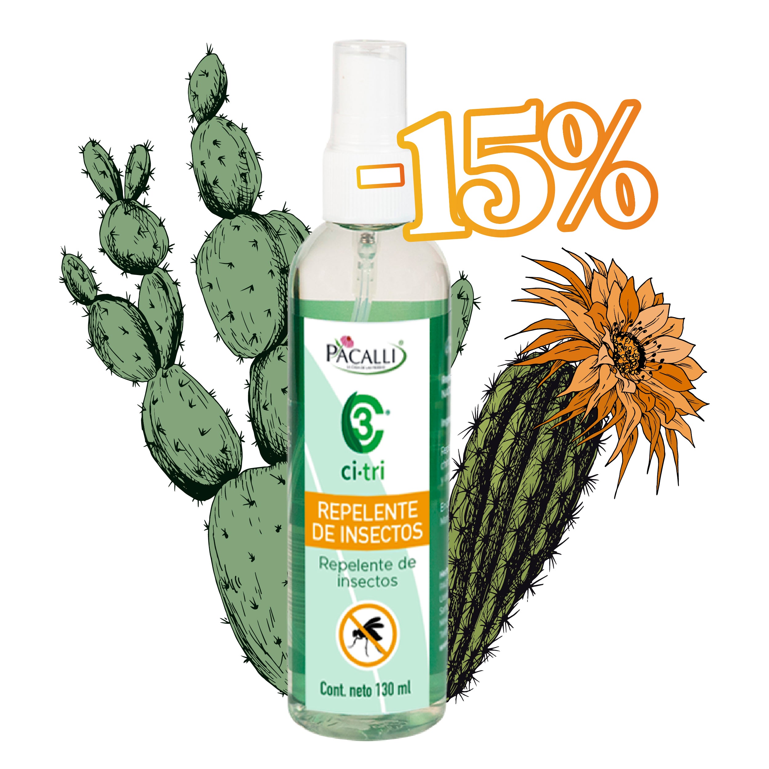 Ci-Tri Repelente de Insectos PACALLI · Con Citrodiol · 130 ml
