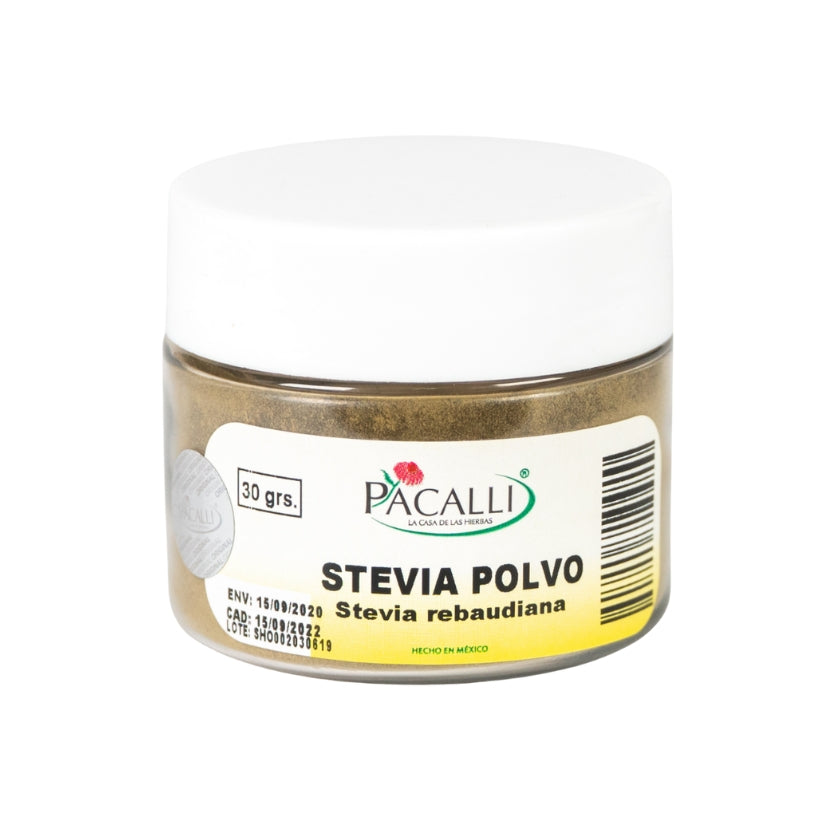Stevia en Polvo PACALLI · Endulzante de Origen Vegetal · 30 g