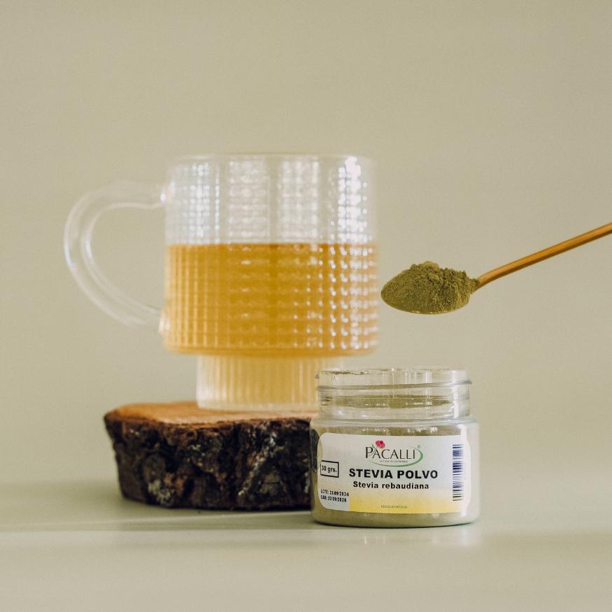 Stevia en Polvo PACALLI · Endulzante Natural de Origen Vegetal · 30 g