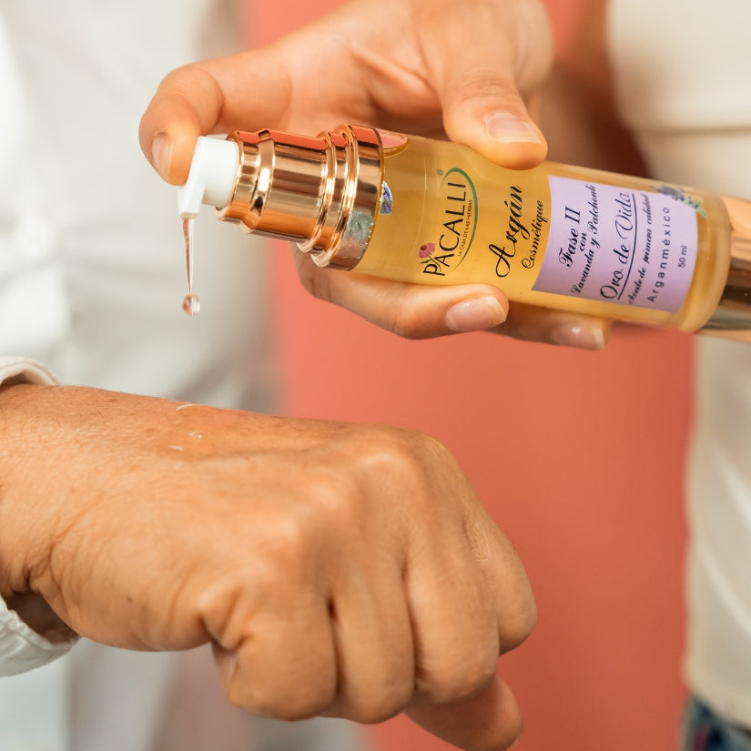Aceite de Argán Fase II PACALLI con Aceite Esencial de Lavanda y Patchouli · Hidratación y Cuidado · 50 ml