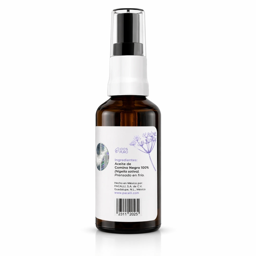 Aceite de Comino Negro PACALLI · Prensado en Frío y Cuidado de Origen Natural · 50 ml