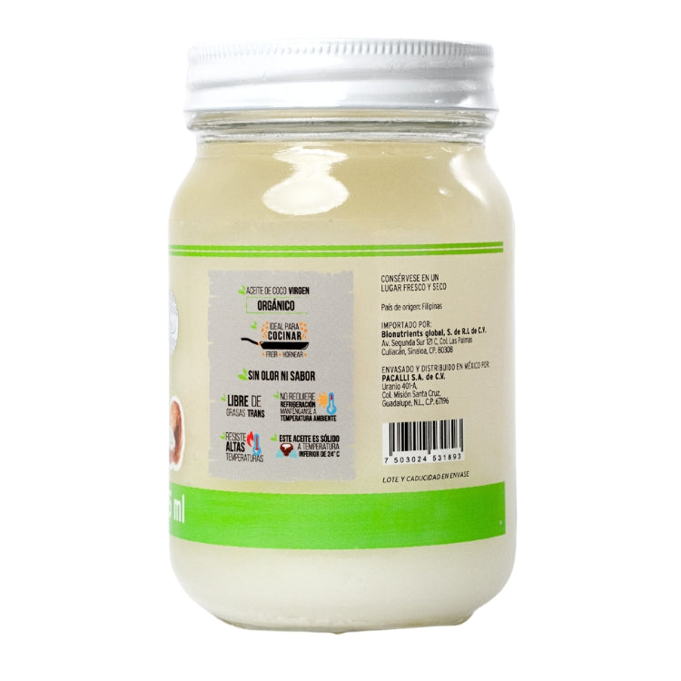 Aceite Comestible Puro de Coco Organico PACALLI · Neutro para Cocina y Repostería · 425 ml