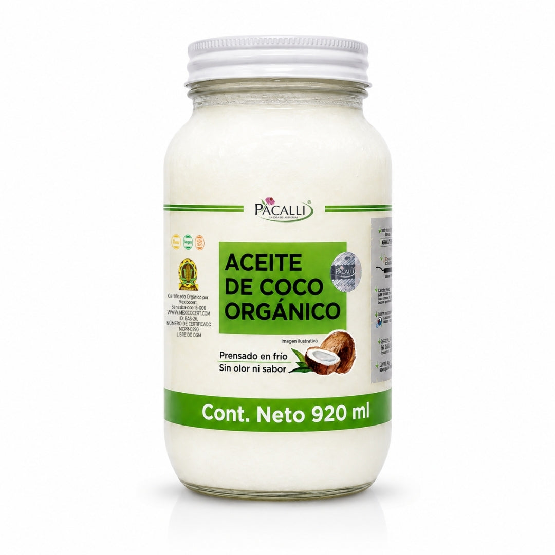 Aceite Comestible Puro de Coco Organico PACALLI · Neutro para Cocina y Repostería · 920 ml