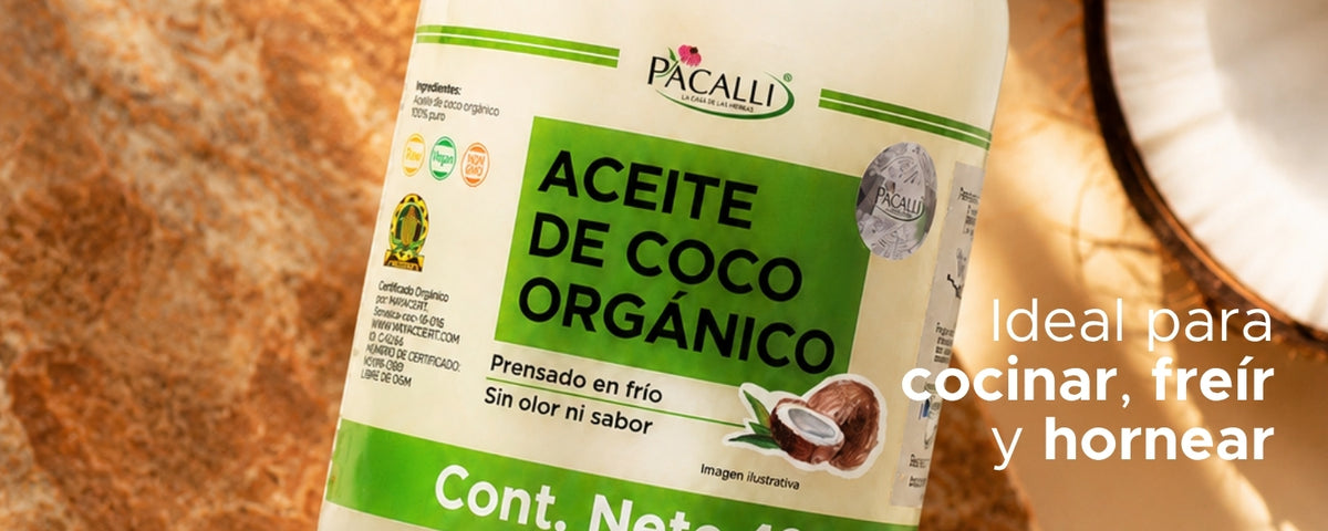 Aceite Comestible Puro de Coco Organico · Neutro para Cocina y Repostería · 425 ml