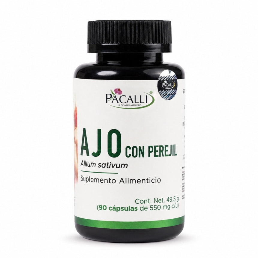 Ajo con Perejil | Extracto de bulbo de ajo seco | 550 mg · 90 Caps