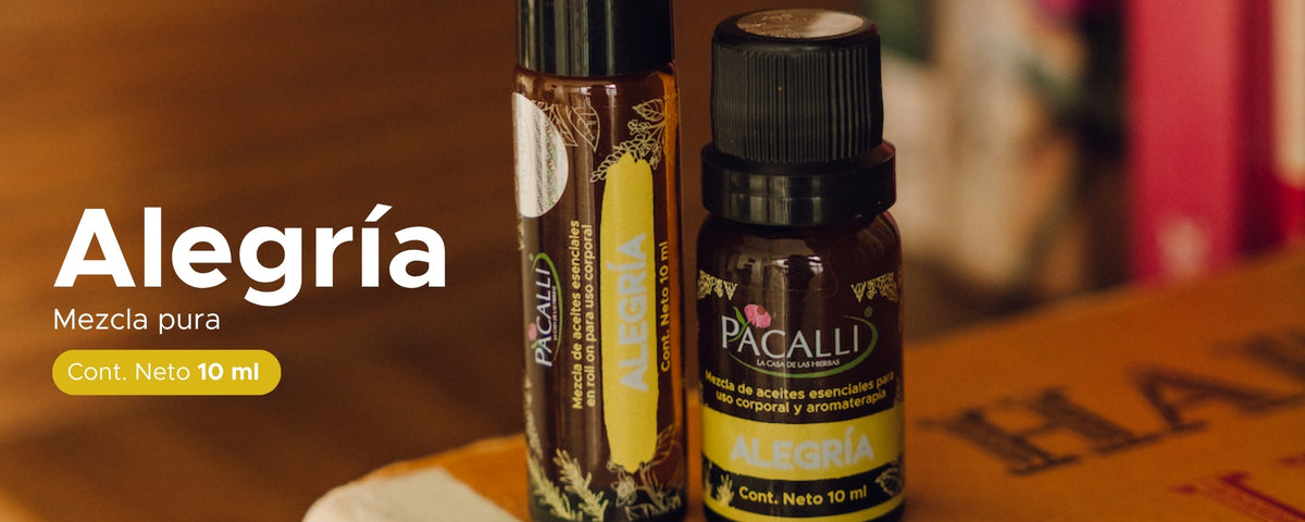 Alegría Mezcla Pura PACALLI · Romero, Patchouli, Jengibre y Bergamota · 10 ml