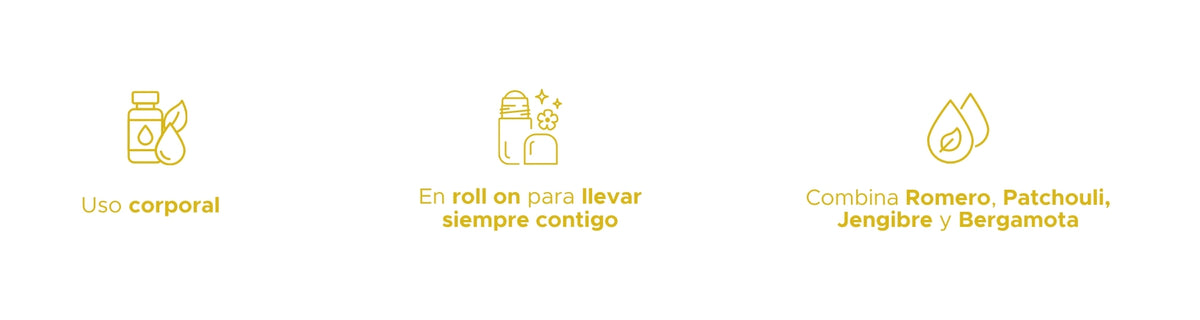 Alegría Roll On PACALLI · Romero, Patchouli, Jengibre y Bergamota · 10 ml