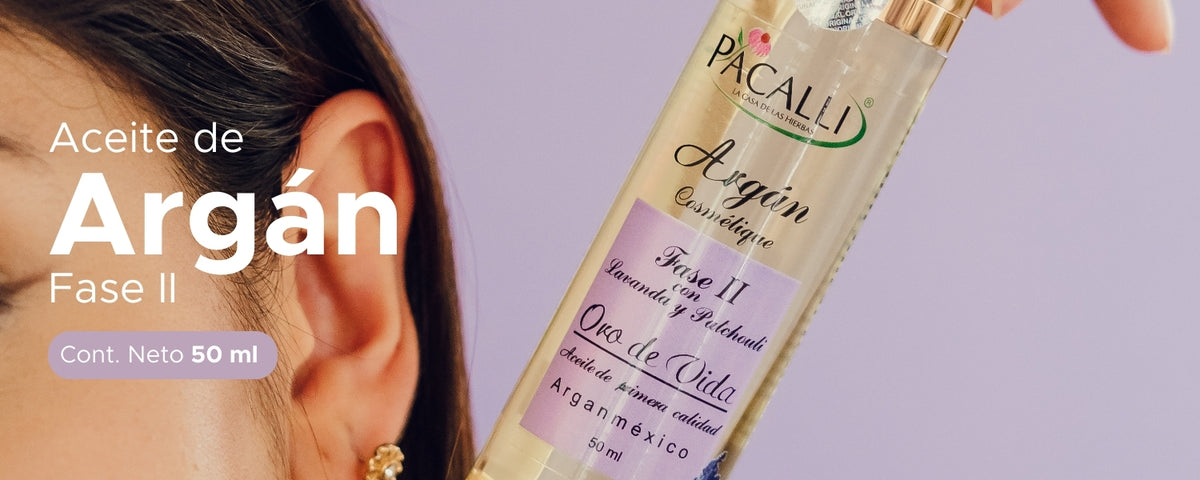 Aceite de Argán Fase II PACALLI con Aceite Esencial de Lavanda y Patchouli · Hidratación y Cuidado · 50 ml