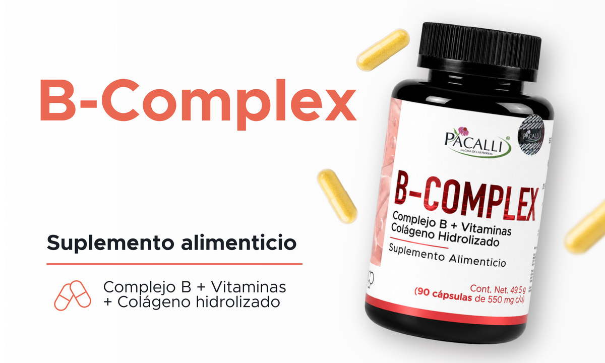 B-Complex | Complejo B + Vitaminas y Colágeno | 550 mg · 90 cápsulas