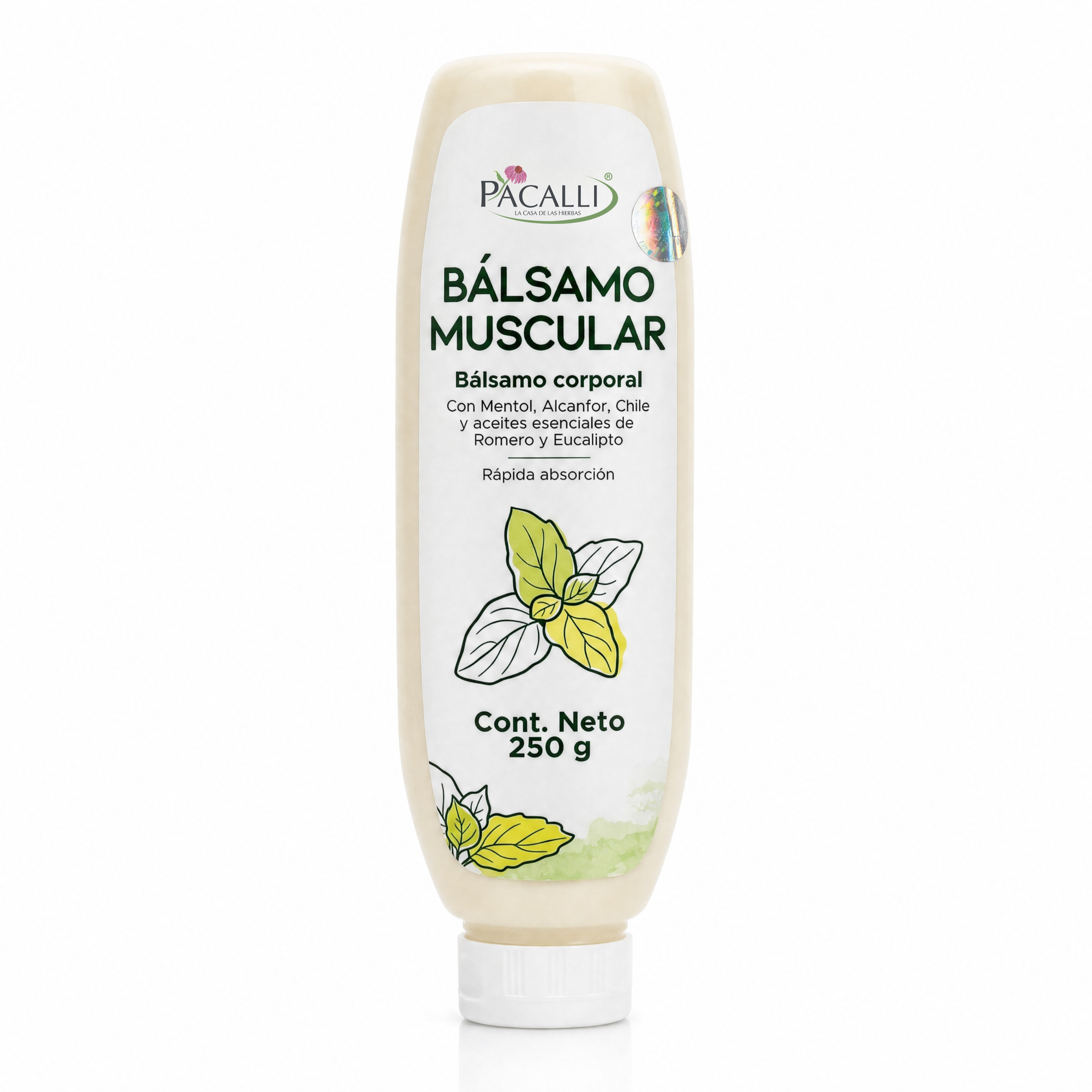 Bálsamo Muscular PACALLI · Fórmula con Aceites Esenciales y Extractos de Origen Natural · 250 g