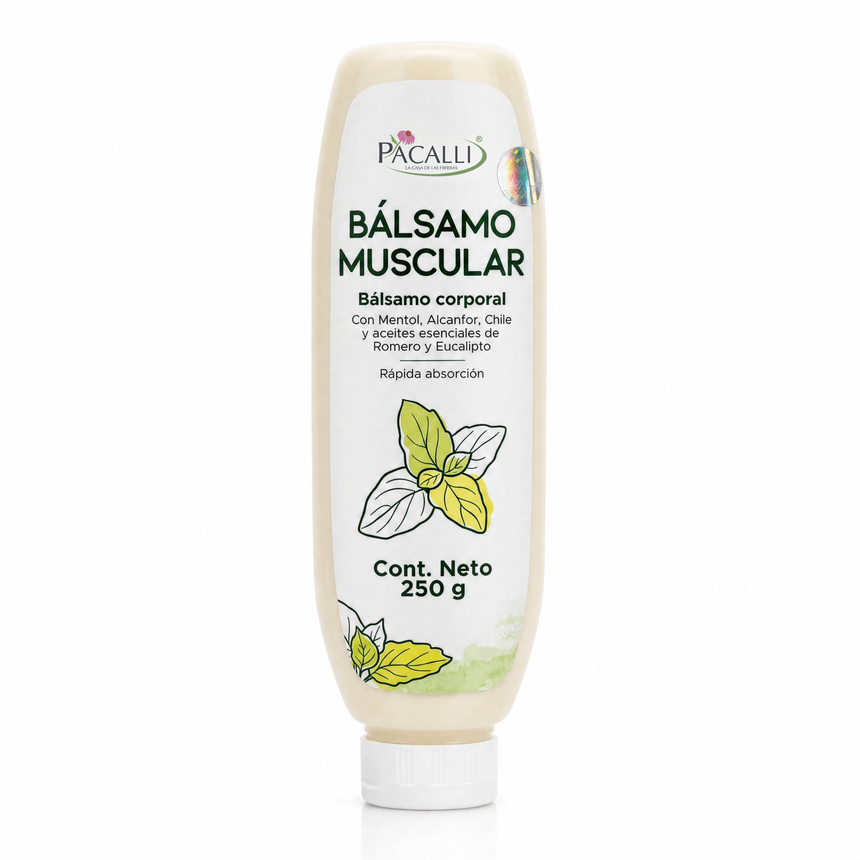 Bálsamo Muscular · Fórmula con Aceites Esenciales y Extractos de Origen Natural · 250 g