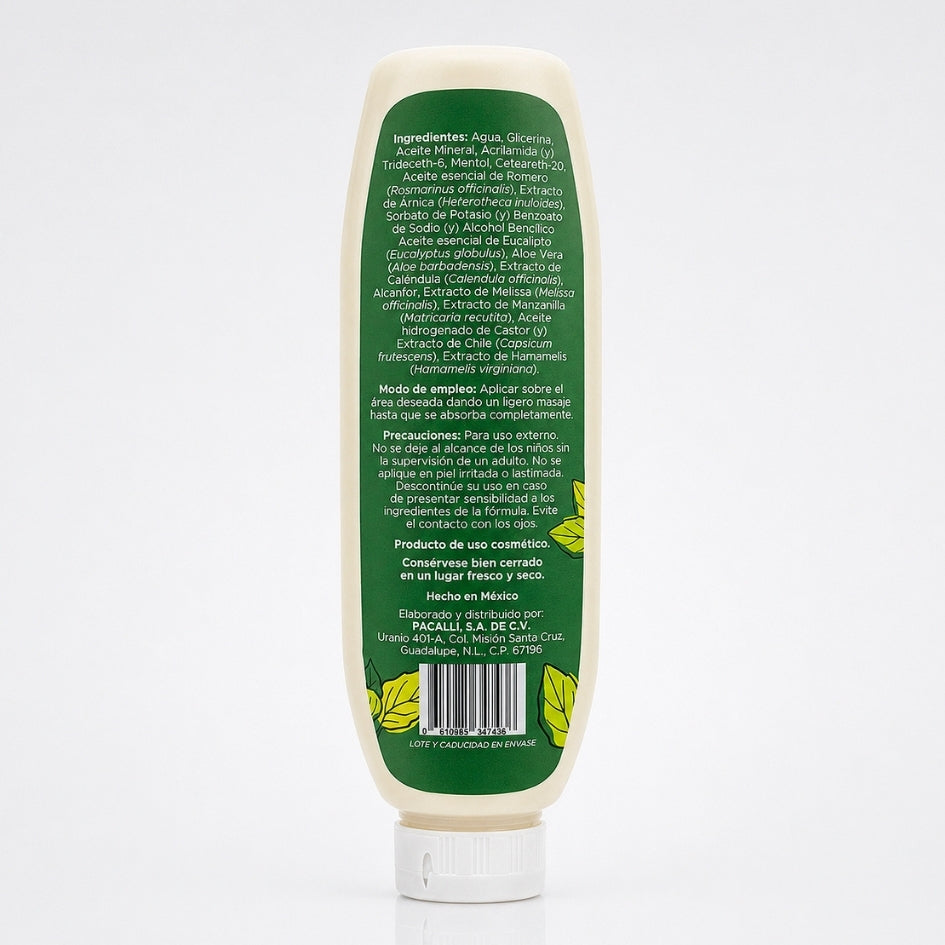 Bálsamo Muscular PACALLI · Fórmula con Aceites Esenciales y Extractos de Origen Natural · 250 g