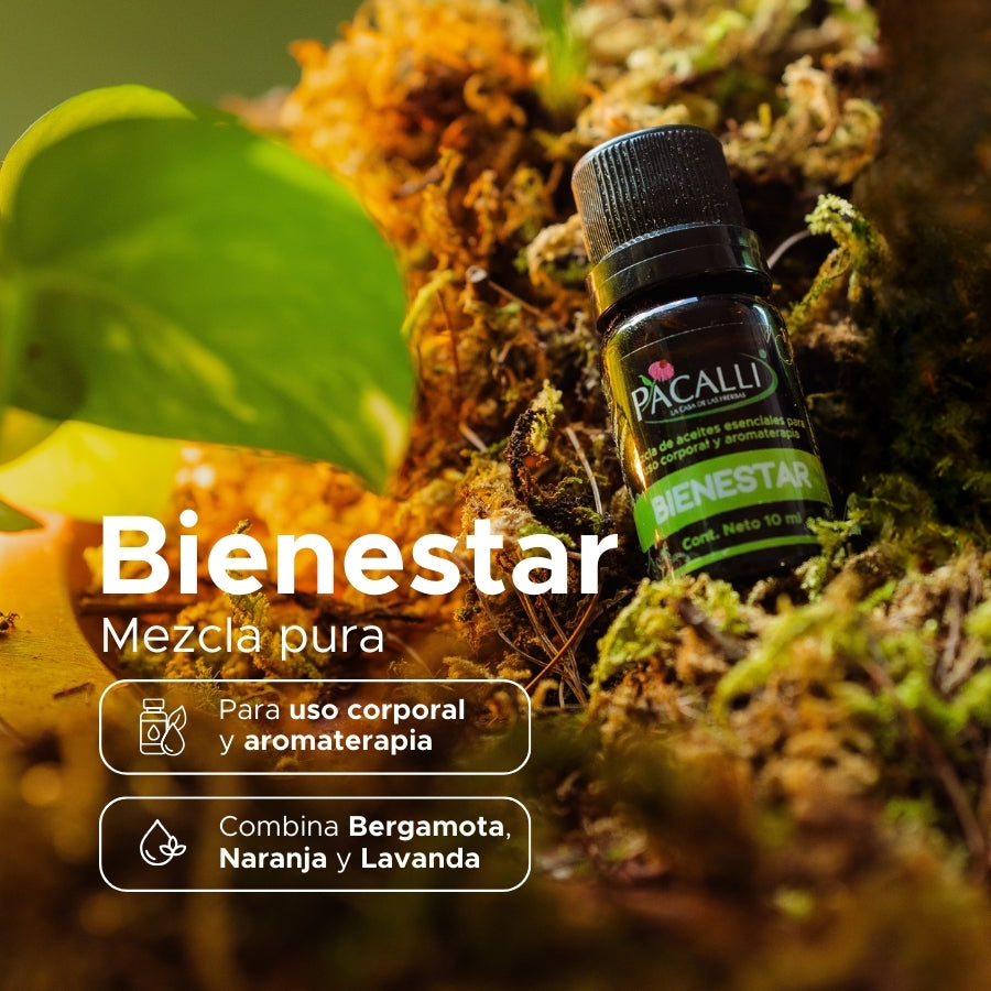 Bienestar Mezcla Pura PACALLI · Bergamota, Naranja y Lavanda · 10 ml