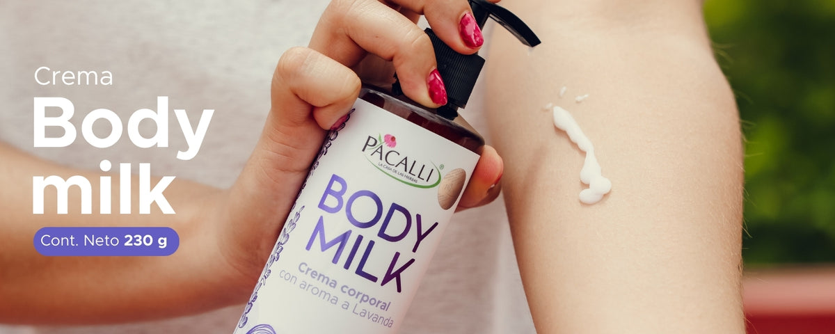 Crema Body Milk Lavanda PACALLI · Crema Corporal Con Aroma a Lavanda · 230 g