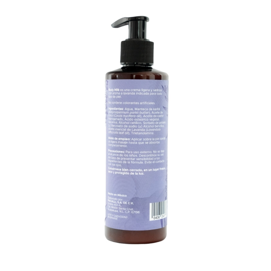 Crema Body Milk Lavanda PACALLI · Crema Corporal Con Aroma a Lavanda · 230 g