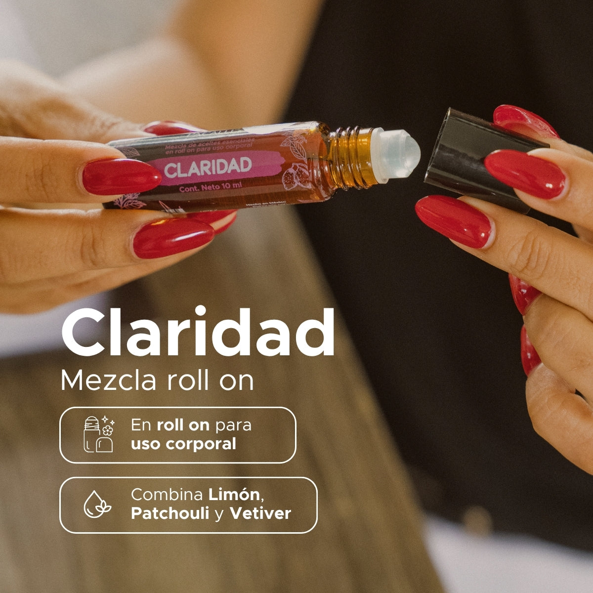 Claridad Roll On · Limón, Patchouli y Vetiver · 10 ml