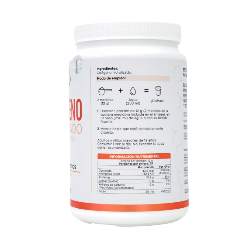 Colágeno Hidrolizado 300 g en polvo Pacalli 100% Puro sin aditivos