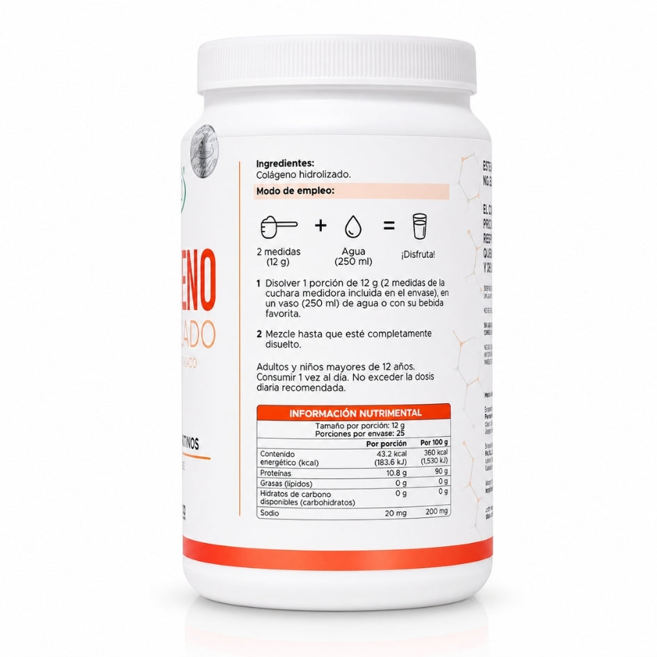 Colágeno Hidrolizado 300 g en polvo Pacalli 100% Puro sin aditivos