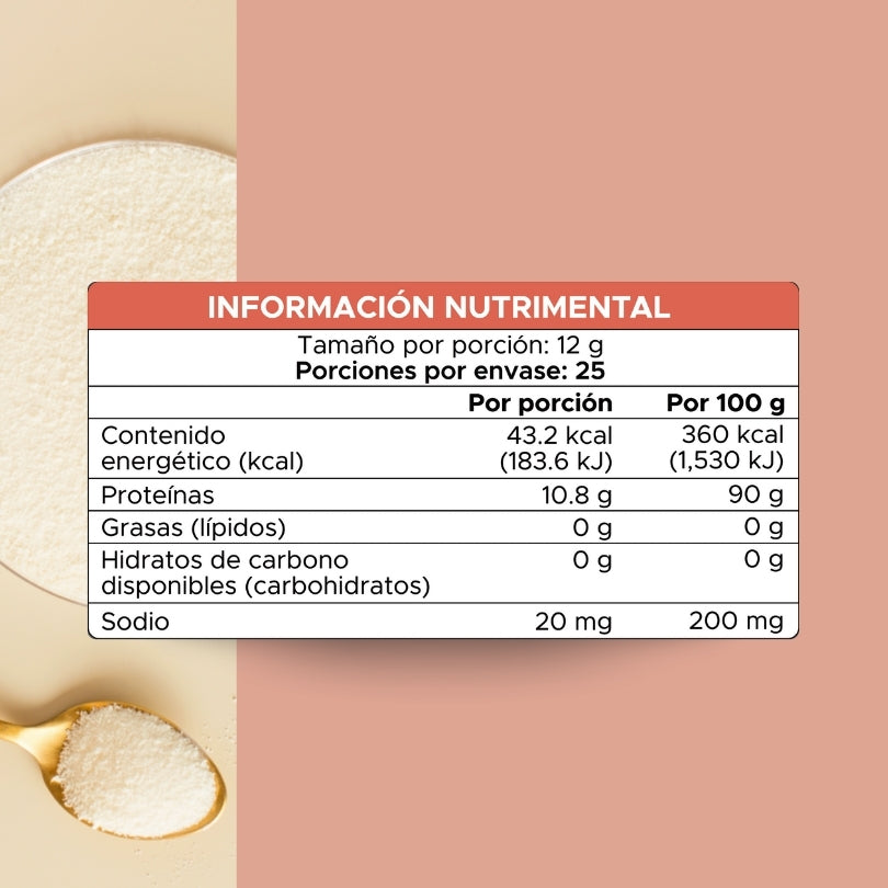 Colágeno Hidrolizado 300 g en polvo Pacalli 100% Puro sin aditivos