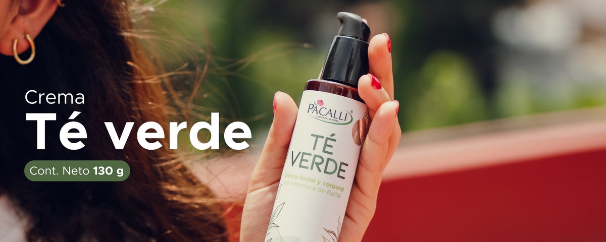 Crema de Té Verde PACALLI · Crema Facial y Corporal Con Manteca de Karite y Extracto de Té verde · 130 g
