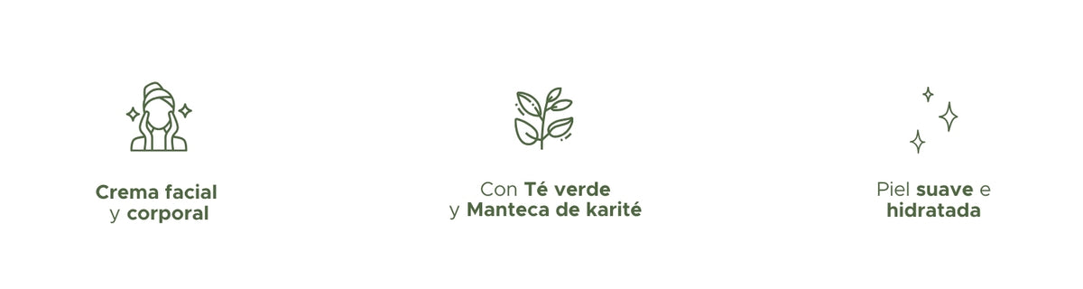 Crema de Té Verde PACALLI · Crema Facial y Corporal Con Manteca de Karite y Extracto de Té verde · 130 g
