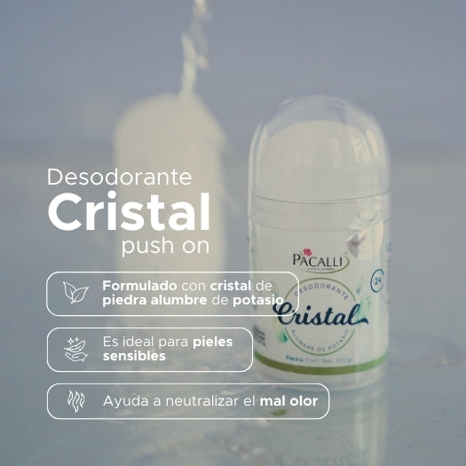 Desodorante de Cristal Push On PACALLI · Piedra de Alumbre de Potasio · 100 g