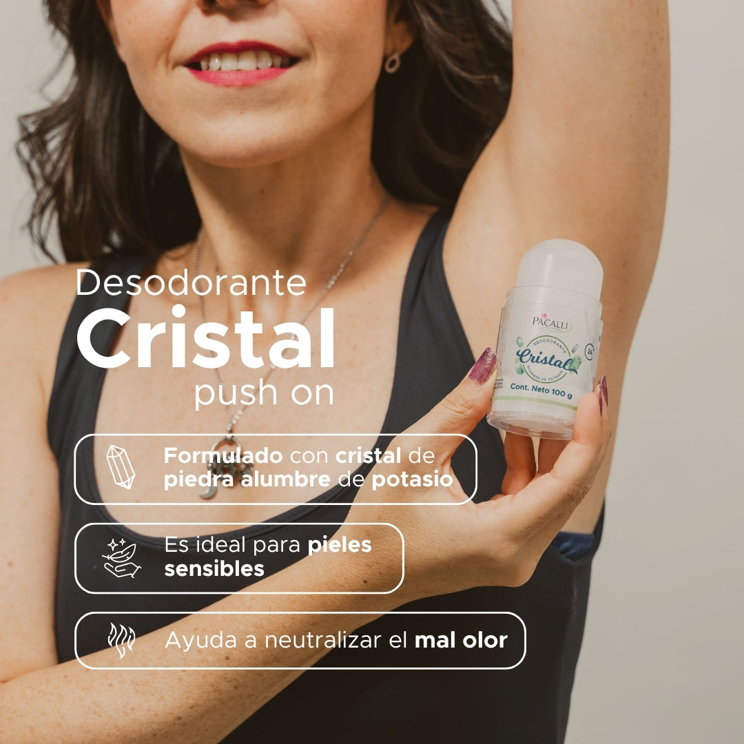 Desodorante de Cristal Push On · Piedra de Alumbre de Potasio · 100 g